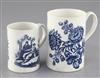A Caughley floral spray pattern mug, c.1780 and a Worcester La Peche / Le Promenade small mug                                          