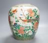 An early 20th century Chinese famille verte crackle glaze jar, 30cm                                                                                                                                                         