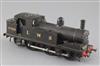 A Leeds Model Co 0-6-2 LMS tank locomotive, number 7709, black livery, 3 rail, overall 23cm, needs attention                           