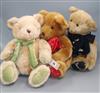 Three Harrods bears, 1995, 1997 and Millennium                                                                                         