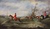 Circle of John Ferneley, Jnr (1815-1862) Hunting scenes - At Full Cry 12 x 20in.                                                       