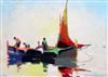 § Cecil Rochfort D'Oyly John (1906-1993) 'Dawn, fishermen off French coast, St Tropez' 10 x 14in. unframed.                            