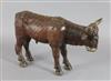 An 18th / 19th century carved and painted figure of a bullock, possibly from a Créche group, L.14.75in.                                