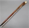 An 18th century French bone handled swordstick with engraved blade overall length 80cm                                                 