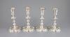 A near set of four George II cast silver candlesticks, by John Cafe                                                                                                                                                         