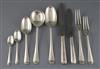 A 1970's canteen of Garrard & Co hanovarian rat tail pattern cutlery for twelve, weighable silver 134.5 oz.                            