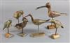 A collection of six modern painted wood decoy birds                                                                                    