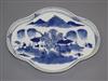 A Chinese blue and white tray length 19cm                                                                                              