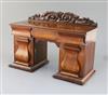 An early Victorian mahogany novelty tea caddy in the form of a twin pedestal sideboard, 15.75in. height 11in.                          