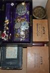 A quantity of costume jewellery and two silver gilt medals etc.                                                                        