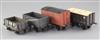 An NE 7 plank opn wagon 12T, no.6354, an LNER 7 plank open wagon 12T, a box van, 12T,                                                  