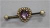 A early 20th century yellow metal, heart shaped amethyst and seed pearl bar brooch, 39mm.                                              