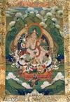 A thangka depicting Padmasambhava in the form of Nyima Ozer, Tibet, 19th century Total dimensions 133cm x 86cm                         