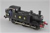 A scratch built 0-6-0 Jinty Class locomotive, Bonds motor, number 7346, LMS black livery, 3 rail with skate, overall 22cm              