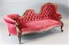 A Victorian carved walnut chaise longue, W.6ft 3in. D.3ft 2in. H.2ft 11in.                                                             