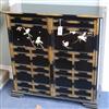 A Japanese lacquer panelled and ivory mounted cabinet W.80cm approx.                                                                   