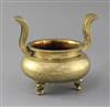 A Chinese bronze ding censer, 19th century, h. 17.5cm, w. 20.5cm                                                                       