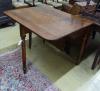 An early Victorian oak drop leaf dining table, length 90cm                                                                                                                                                                  