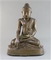 A large Burmese Mandalay bronze seated figure of Buddha Shakyamuni, 19th century, H. 47cm                                              