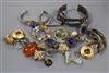 Mixed jewellery including, Mexican 925 bracelet, white metal brooch and costume etc.                                                   