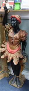 A painted composition Blackamoor figural lamp                                                                                          