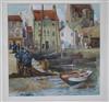 Walter M. Cuthill (fl. 1929-1946), gouache, 'Newhaven Harbour, Edinburgh' and another, approx 29 x 30cm (largest)                      