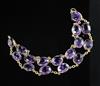 An attractive early to mid 20th century gold and twin row amethyst chain link bracelet, 19cm.                                          