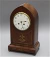An Edwardian brass-inlaid mahogany lancet mantel clock, retailed by Elkington & Co. Ltd height 34cm                                    