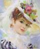 John Strevens (1902-1990), oil on board, Portrait of an Edwardian young lady wearing a floral hat, signed, 29 x 24cm 29 x 24cm                                                                                              