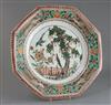 A large Chinese famille verte octagonal dish, Kangxi period, W. 39cm                                                                   