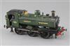 A scratch built O gauge Pannier tank GWR locomotive 0-6-0, number 3698, green livery, 3 rail, 23cm                                     