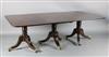 A Regency mahogany triple pillar extending dining table, extends to 10ft x 3ft 9in. H.2ft 4in.                                         