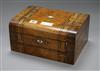 A Victorian inlaid walnut jewellery / writing box length 30cm                                                                          