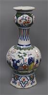 A Dutch Delft polychrome vase, 19th century height 29cm                                                                                