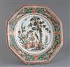 A Chinese famille verte octagonal dish, Kangxi period, W. 34cm                                                                         