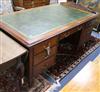 A late Victorian mahogany six drawer leather topped desk W.168cm.                                                                      