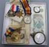 A WWI trio, military watches and bank notes                                                                                            