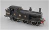 A Bonds? LMS O gauge 0-6-0 tank locomotive, number 27663, black livery (Bonds Motor), 3rd rail, 23cm                                   