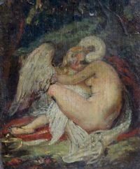 Circle of William Etty (1787-1849) Leda and the Swan 3.75 x 3in.                                                                       