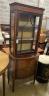 An Edwardian marquetry and satinwood banded mahogany bowfront display cabinet, width 66cm, depth 40cm, height 179cm                                                                                                         