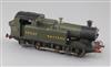 A scratch built GWR Prairie O gauge 0-6-2 locomotive, green livery, number 410, 3 rail and skate, 25cm                                 