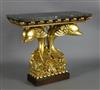 A Regency style giltwood and mahogany console table, W.3ft 3in. D.1ft 3in. H.2ft 10in.                                                 