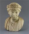 After the antique. An early 19th century marble bust of an Imperial Roman youth H. 13in.                                               