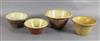 Four 19th century terracotta cream pans, with glazed interiors                                                                         