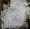 A collection of Victorian white worked christening and baby dresses and nighties                                                       