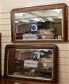 Two late Victorian inlaid walnut overmantel mirrors W.89cm                                                                             