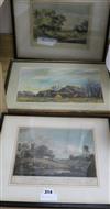 Thornton, watercolour, a farm and two prints after Thomas Gainsborough                                                                 
