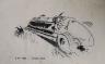 English School 1939, pen and ink, A.F.P. Fane driving a Frazer Nash, initialled, 11 x 17cm                                                                                                                                  