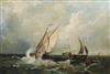 19th century French School Shipping on a rough sea 24 x 36.5in.                                                                        