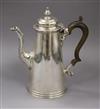 A late Victorian silver coffee pot, London, 1896, gross 21.5 oz.                                                                       